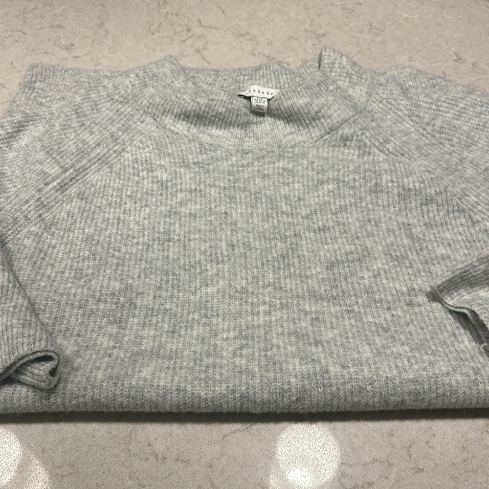 🧡 TOPSHOP GRAY MOCK NECK TUNIC SWEATER